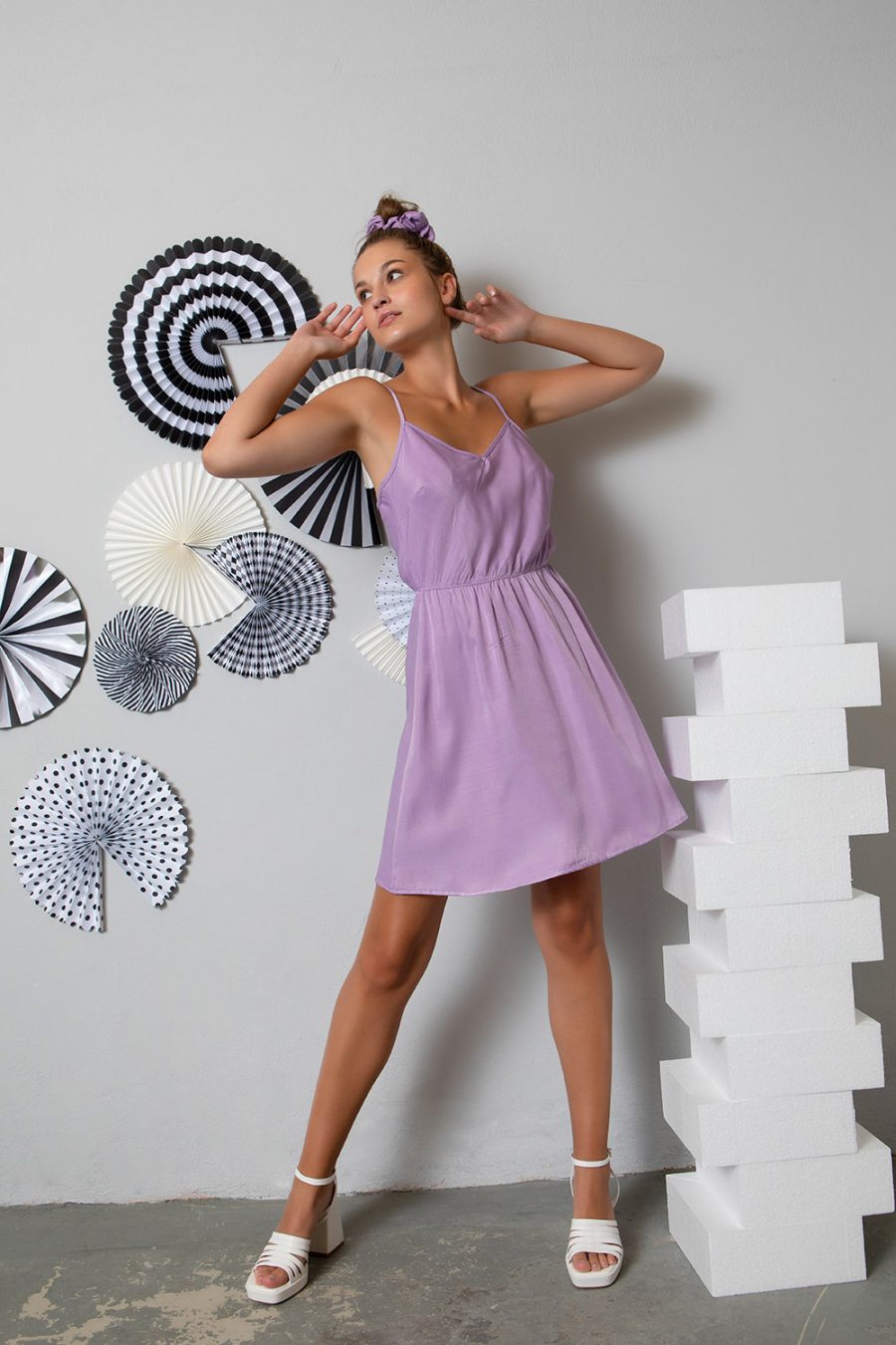 1 Mini Φόρεμα με Silky Υφή Lavender 222111034